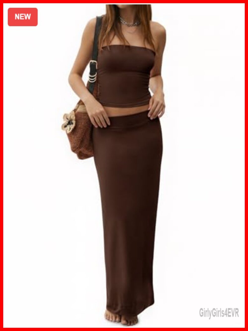 Sleeveless Tube Top and Bodycon Maxi Skirt Set for Women - 2 Piece Outfit